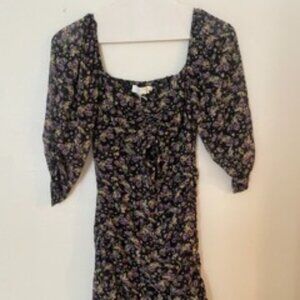 ASTR The Label Black Floral Asymmetric Hem Dress size small